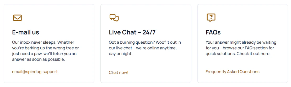 Customer Support at Spindog